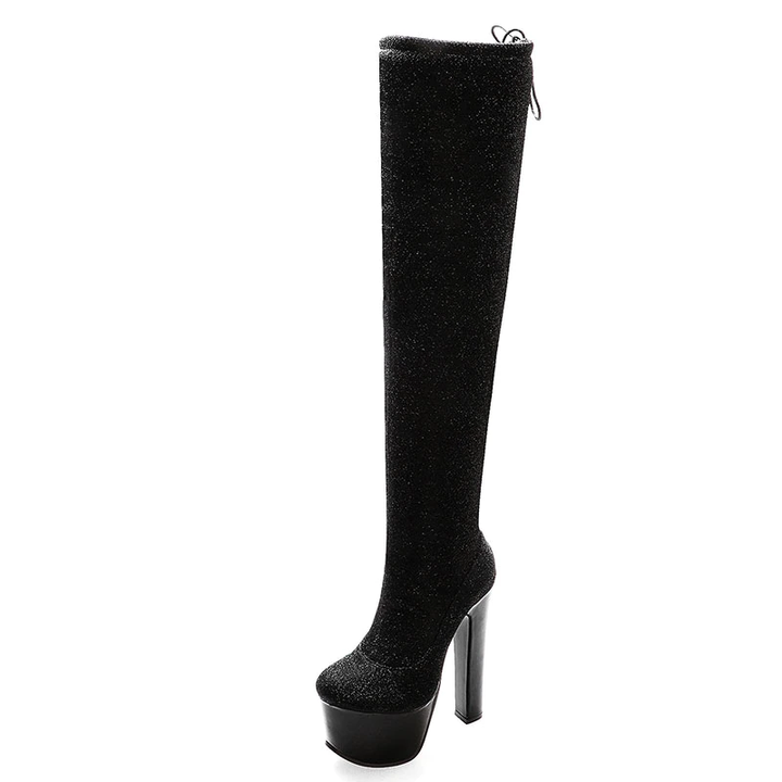 Bota Over The Knee Salto Alto Glitter