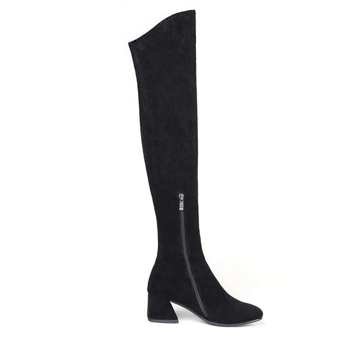 Bota Over The Knee Suede Salto Bloco