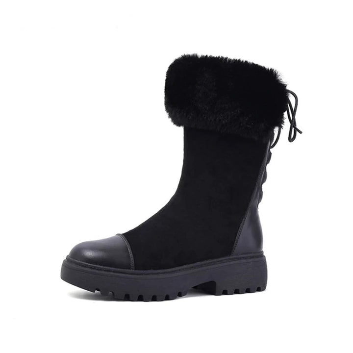 Bota Coturno Cano Médio Camurça Preta