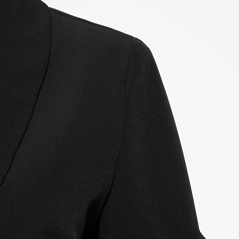 BLAZER FEMININO COM BABADOS PRETO - PODEROSA SHOP