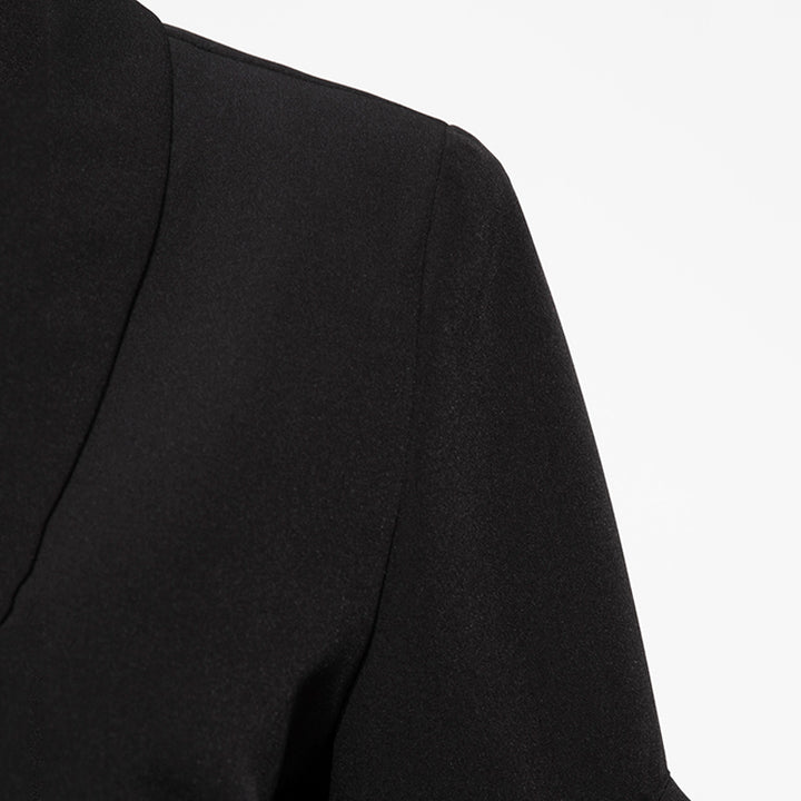 BLAZER FEMININO COM BABADOS PRETO - PODEROSA SHOP