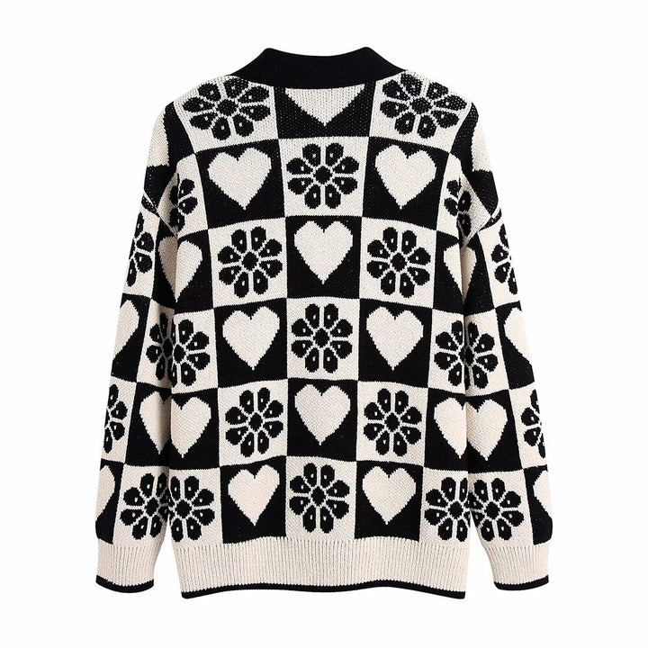 Casaco Oversized Tricot Estampado