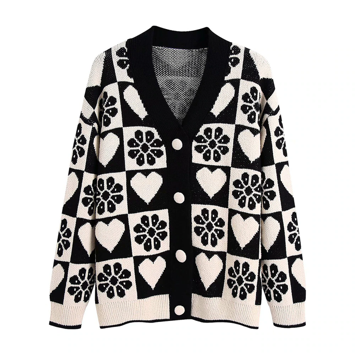 Casaco Oversized Tricot Estampado