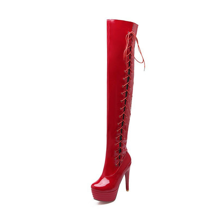 BOTA CANO LONGO VERNIZ COM AMARRAÇÃO - PODEROSA SHOP