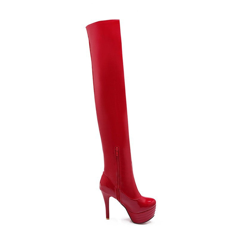 BOTA CANO LONGO VERNIZ COM AMARRAÇÃO - PODEROSA SHOP