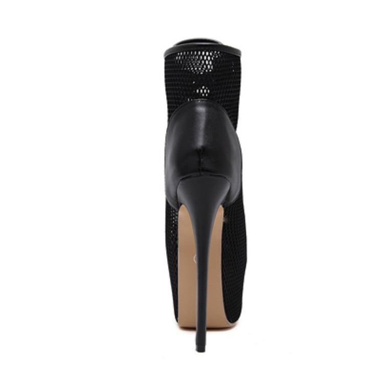 OPEN BOOT SALTO TELA PRETO - PODEROSA SHOP
