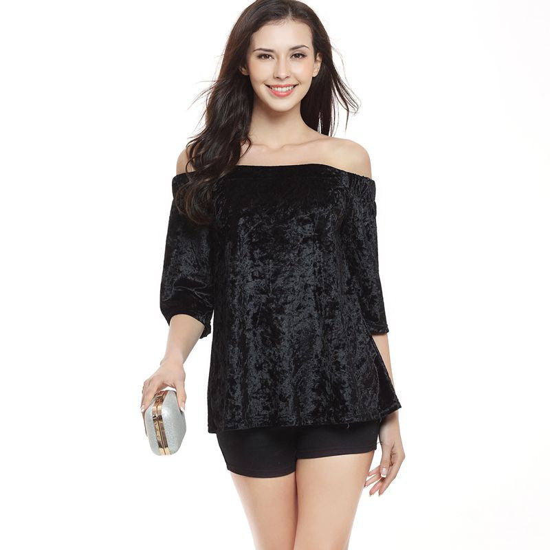 BLUSA OMBRO A OMBRO VELUDO - PODEROSA SHOP