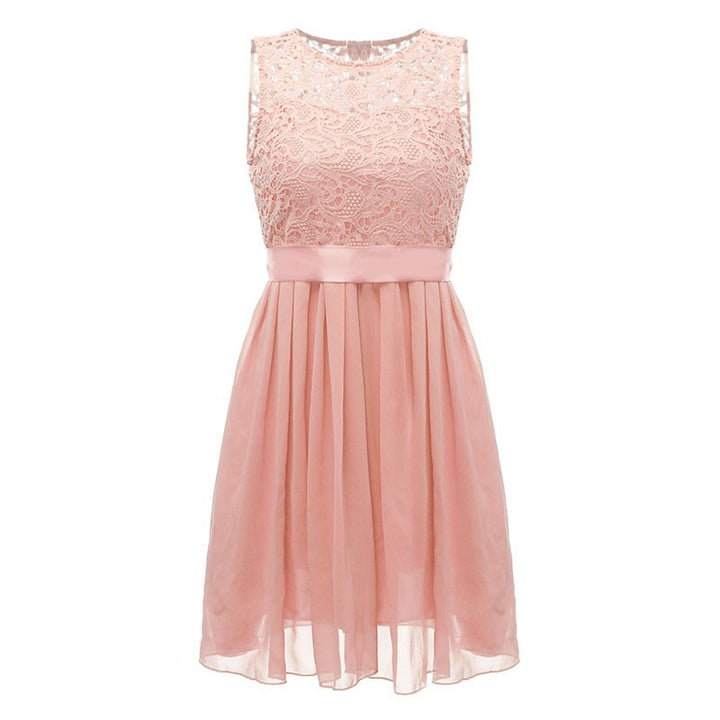 VESTIDO PLISSADO DE RENDA E CHIFFON - PODEROSA SHOP