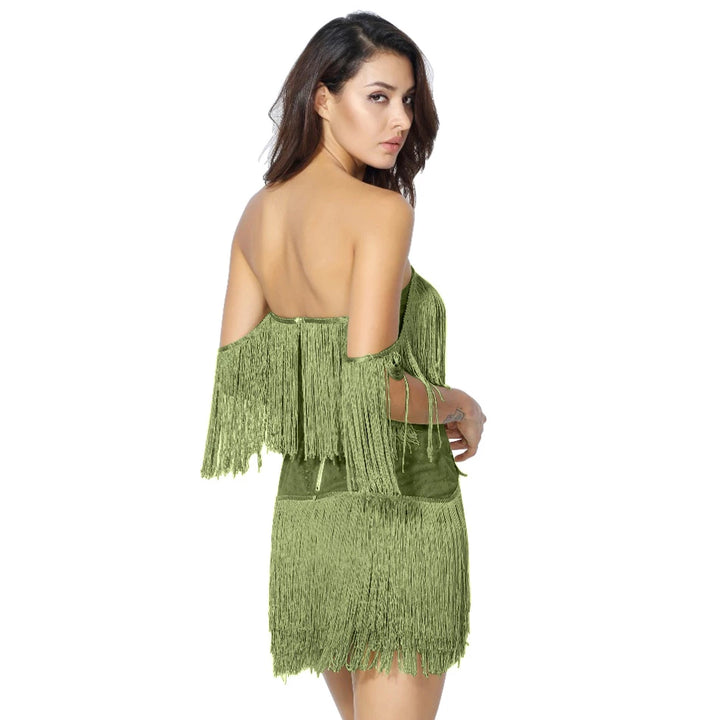 VESTIDO TOMARA QUE CAIA COM FRANJAS